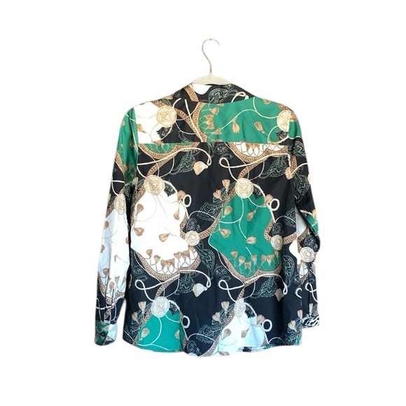 Chico’s No-Iron button up top Chicos size 0 XS equestrian preppy classic blouse - Picture 4 of 14